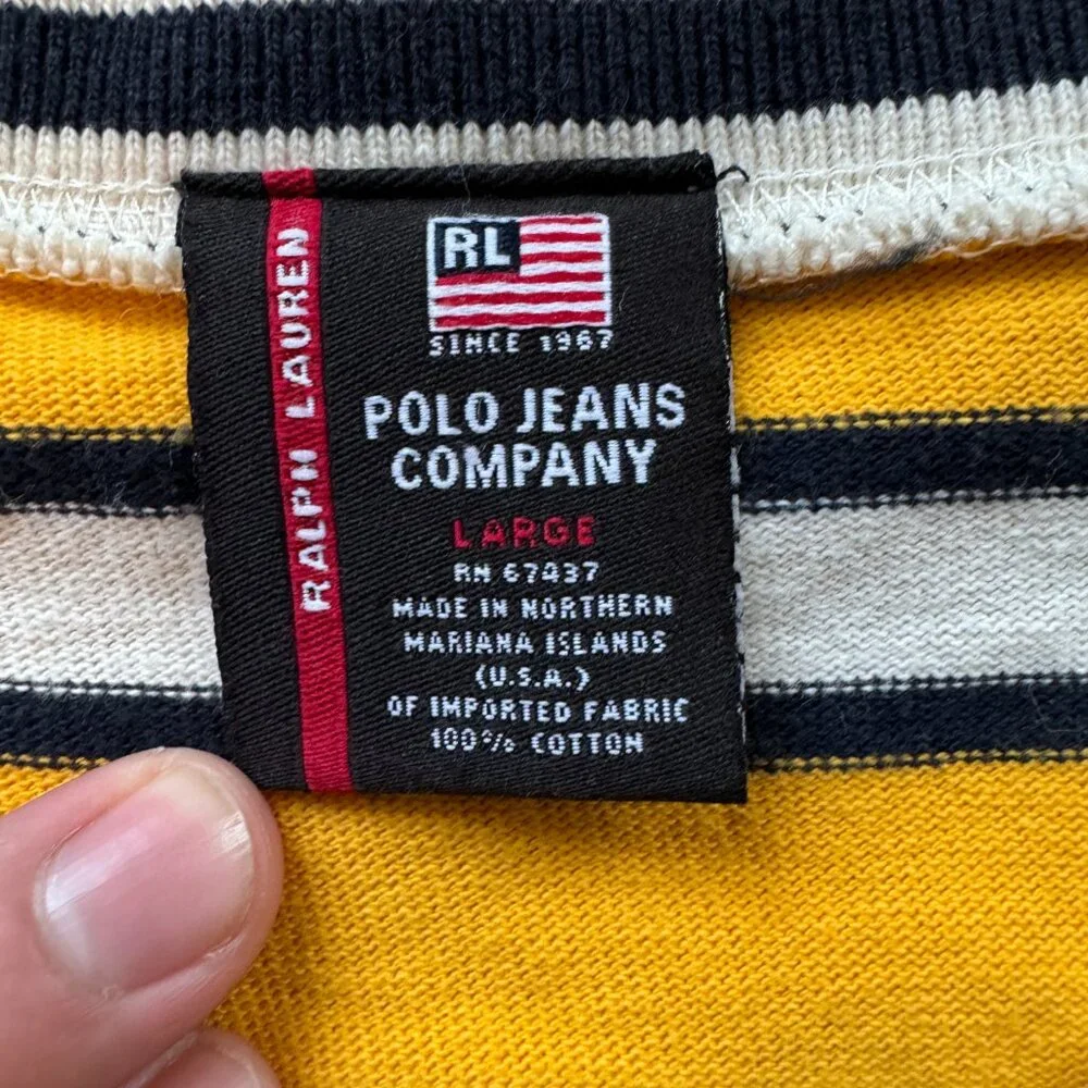 Vintage Ralph Lauren Polo Jeans Co Pullover LS 3D Hockey Football Style Sz Large